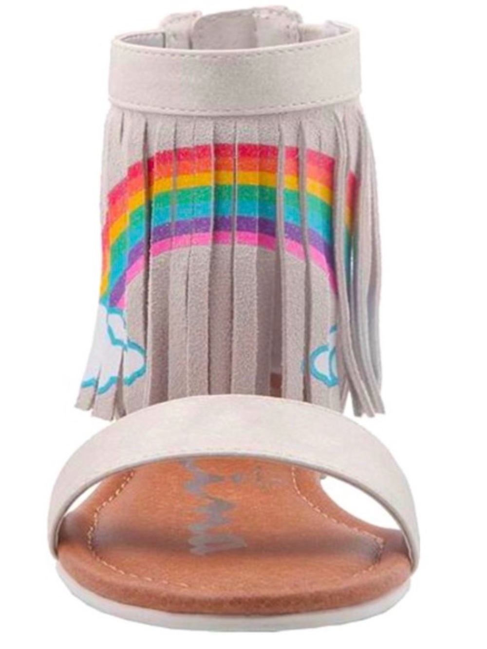 Girls Fringe Sandals with Rainbow Accent